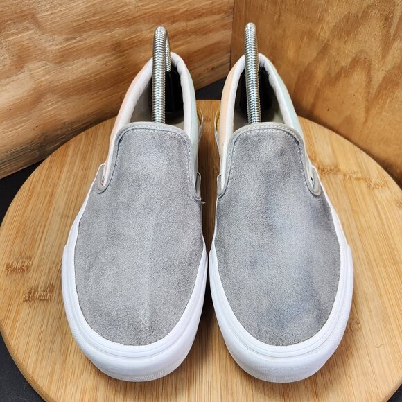 Womens Vans Classic Slip On Colorblock Suede Canvas Platform Sneakers - Picture 3 of 11